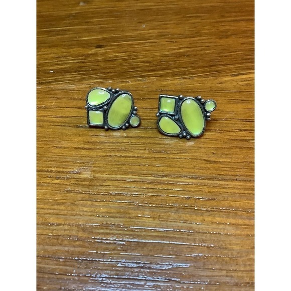 Vintage Yellow Glass Clip on Earrings - Picture 1 of 3